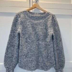 GAP cable knit thick warm sweater gray white marled style winter medium